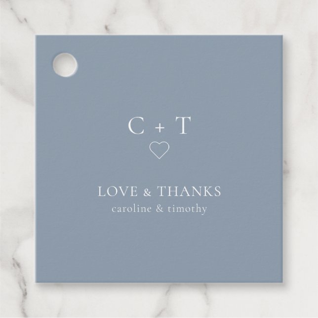 Chic Dusty Blue Wedding Vielen Dank für Ihr Intere Geschenkanhänger (Vorderseite)