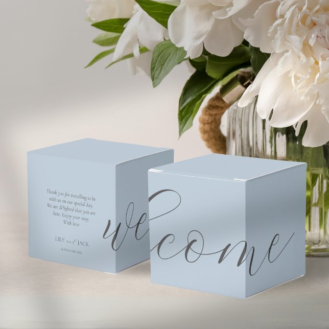 Chic Dusty Blue Wedding Welcome Favor Box Geschenkschachtel (Von Creator hochgeladen)