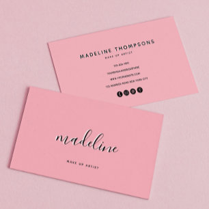 Chic Dusty Blush Pink mit schwarzem kalligrafische Visitenkarte