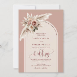 Chic Dusty Pampas Rose Faire-part de mariage