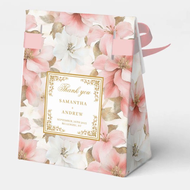 Chic Dusty Pink Gold Gastgeschenk Hochzeit Box Geschenkschachtel (Chic Dusty Pink Gold Watercolor Wedding Favor Box)