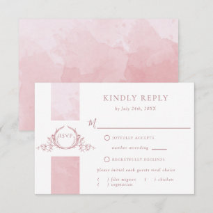 Chic Dusty Rose aquarelle Mariage Monogramme RSVP