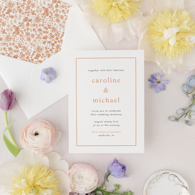 Chic Dusty Rose Ditzy Floral Faire-part de mariage (Créateur téléchargé)