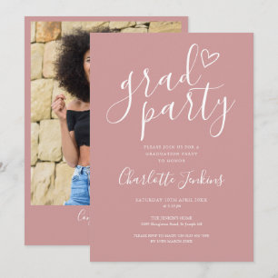 Chic Dusty Rose Grad Party Foto Graduation Party Einladung