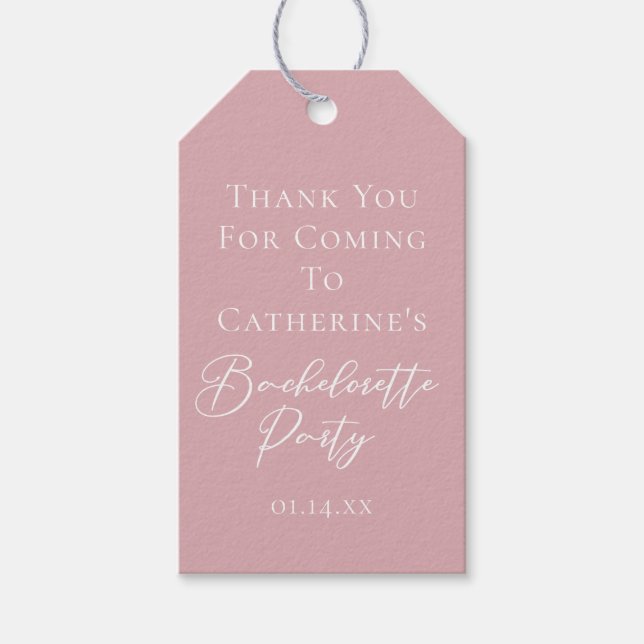 Chic Dusty Rose Pink Bachelorette Party Custom Geschenkanhänger (Vorderseite)