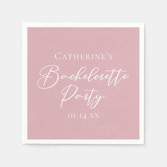 Chic Dusty Rose Pink Bachelorette Party Serviette (Vorderseite)