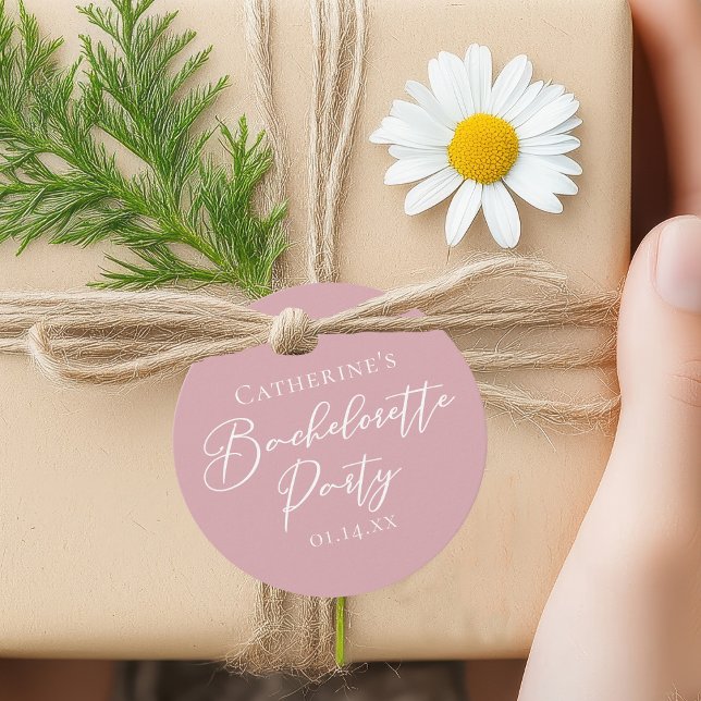 Chic Dusty Rose Pink Custom Bachelorette Party Geschenkanhänger (Von Creator hochgeladen)