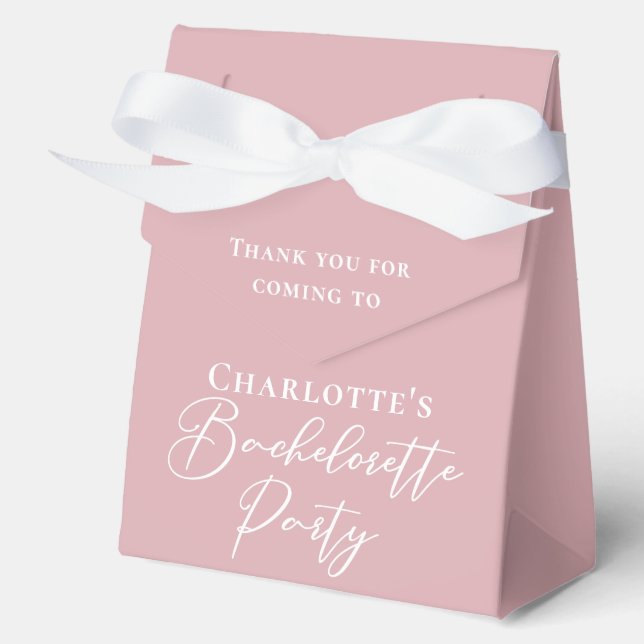 Chic Dusty Rose Pink Custom Bachelorette Party Geschenkschachtel (Vorderseite)