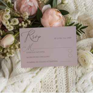 Chic Dusty Rose UAWG Typografy Wedding RSVP Karte