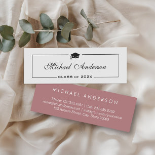 Chic Dusty Rose und White Abschluss Kontakt Telefonnummerkarte