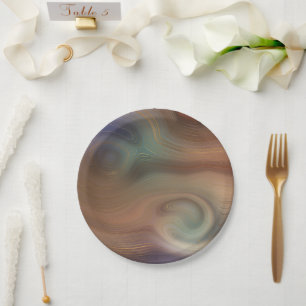 Chic Earthy Strata Natürlicher Kupferstein Agate Pappteller