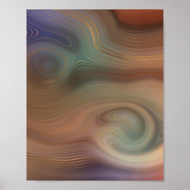 Chic Earthy Strata | Natürlicher Kupferstein Agate Poster (Vorne)