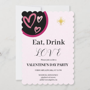 Chic Eat, Drink und Liebe Valentinstag Party Einladung