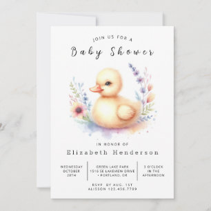 Chic Editable Duck Baby Duck Dusche Einladung