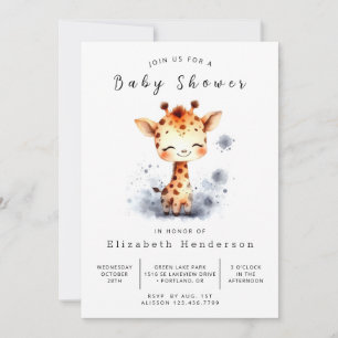 Chic Editable Giraffe Baby Dusche Einladung