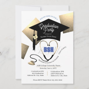 Chic Editable Nurse Graduation Party Einladung