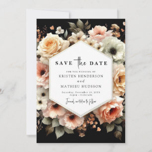 Chic Editable Peach Wedding Save The Date