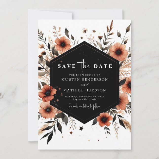 Chic Editable Terracotta Wedding Save The Date (Vorderseite)