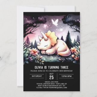 Chic Editable Triceratops Geburtstag Einladung