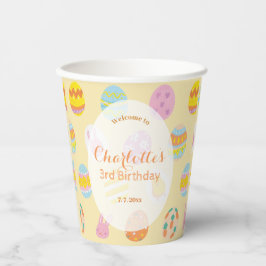 Chic Egg Pattern Soft Yellow Kids Birthday Party Pappbecher