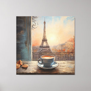 Chic Eiffel Tower Cafe Kaffeekarte Paris Leinwanddruck