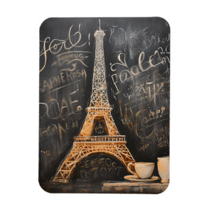 Chic Eiffel Tower Cafe Kaffeekarte Paris Magnet