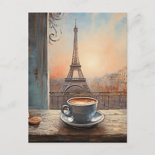 Chic Eiffel Tower Cafe Kaffeekarte Paris Postkarte (Vorderseite)