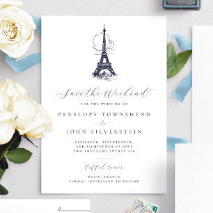 Chic Eiffel Tower Paris Rette die Hochzeit am Woch Save The Date
