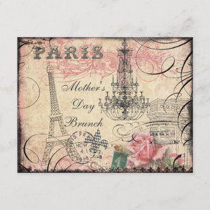 Chic Eiffelturm & Chandelier Mother-Day Brunch Einladung