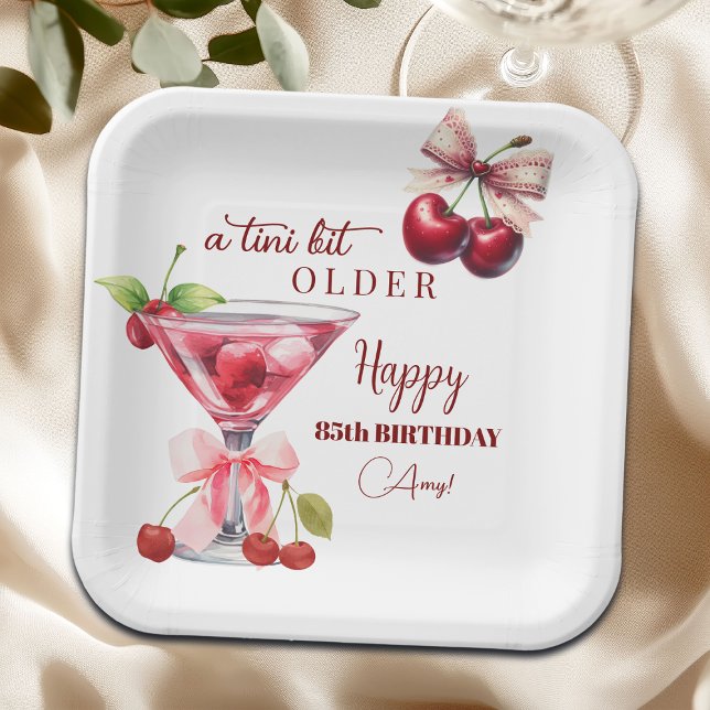 Chic ein bisschen älter Cherry Martini 85. Geburts Pappteller (Von Creator hochgeladen)