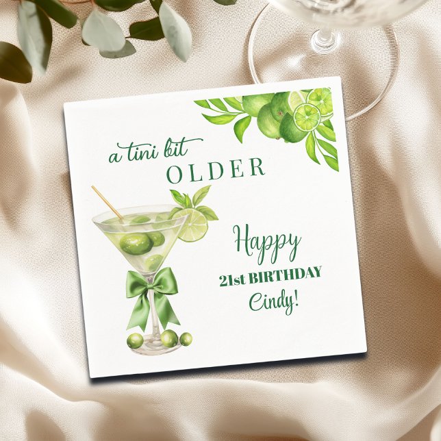 Chic ein bisschen älterer Lime Martini 21. Geburts Serviette (Von Creator hochgeladen)