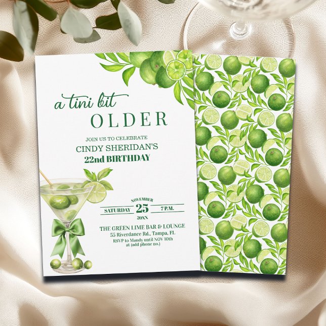 Chic ein bisschen älterer Lime Martini 22. Geburts Einladung (Von Creator hochgeladen)