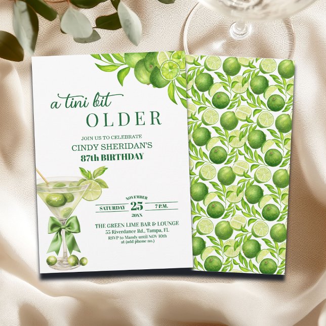 Chic ein bisschen älterer Lime Martini 87. Geburts Einladung (Von Creator hochgeladen)