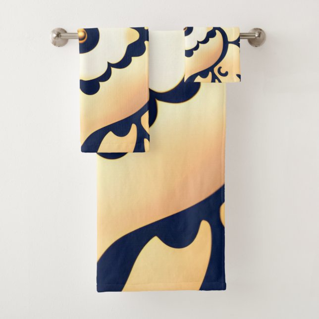 Chic, einfach, modern, Trending, Tan und Navy Blue Badhandtuch Set (Insitu)