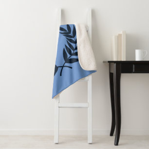 Chic Einfaches Stylisches Florales Blau Sherpadecke