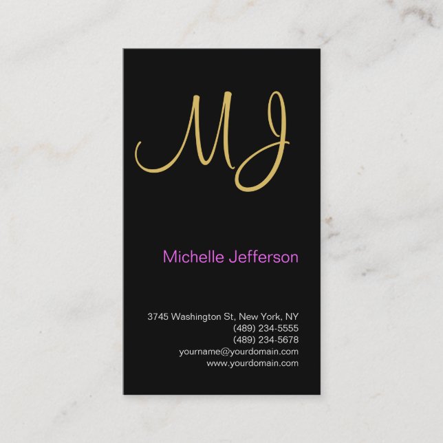 Chic Einmalige Monogramm Schlichte Visitenkarte (Vorderseite)