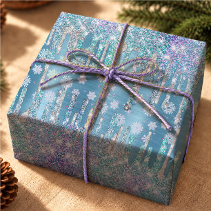 Chic Eis Blau Aqua Tröpfchen Glam Geburtstag Geschenkpapier