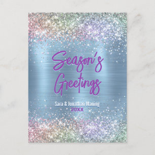 Chic Eis Blue Imitats Glitzer Weihnachten Neues Ja Postkarte