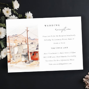 Chic El Paso Texas City Scape Hochzeitsempfang Begleitkarte