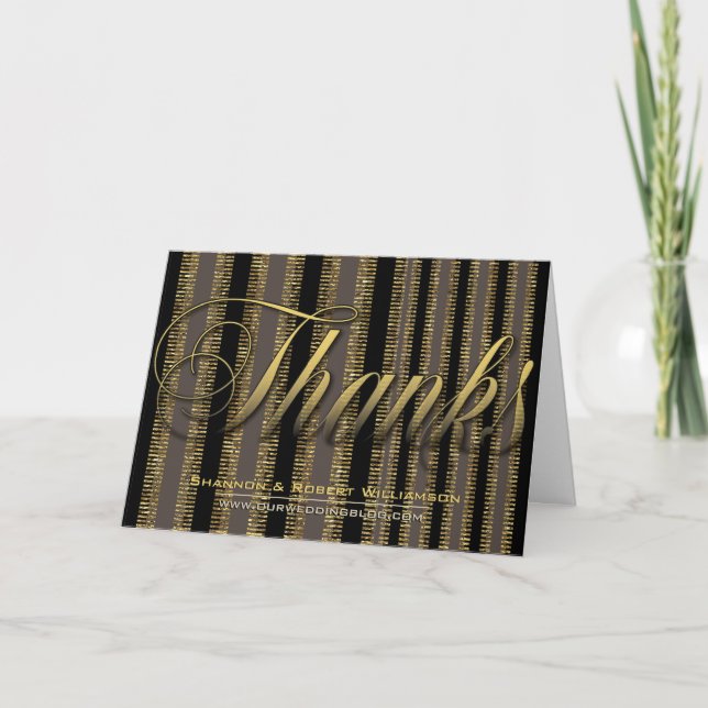Chic Elegance Black Gold Carte de remerciements (Devant)