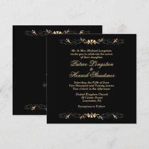 Chic Elegance Faire-part de mariage noir et or