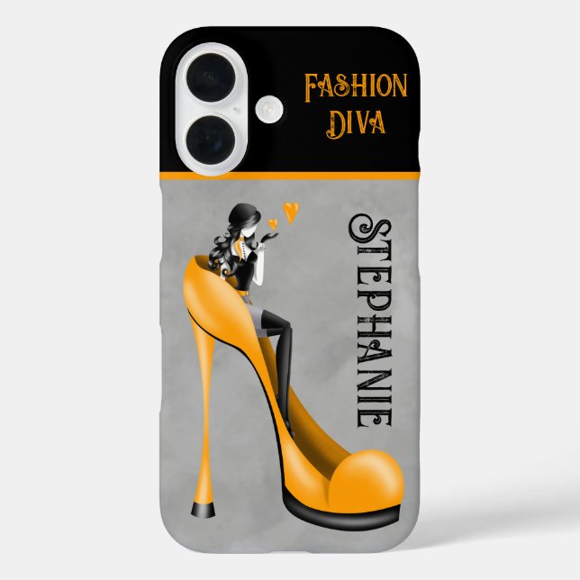 Chic Elegance: Modebewusste Dame beim Küsschen-Bla iPhone 16 Hülle (Rückseite)