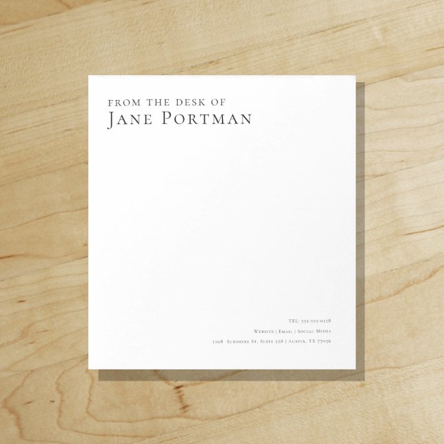 Chic Elegance | Modern | Vom Schreibtisch | Notizblock ("Everyday is abundantly beautiful." 
Sincerely Best Wishes from Lucky Design World)