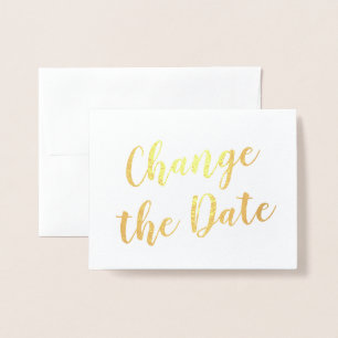 Chic Elegant ändern das Datum Hochzeit Gold Folienkarte