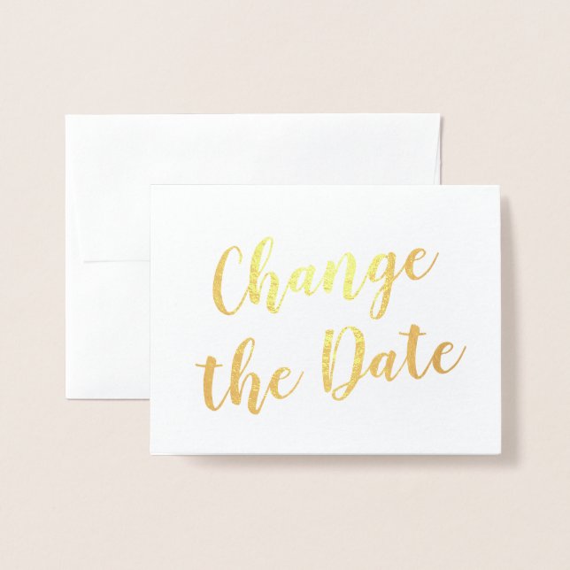 Chic Elegant ändern das Datum Hochzeit Gold Folienkarte (Vorderseite mit Umschlag)
