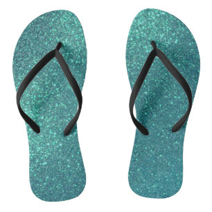 Chic Elegant Aquamarin Blue Funkelnd Glitzer Flip Flops
