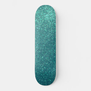 Chic Elegant Aquamarin Blue Funkelnd Glitzer Skateboard