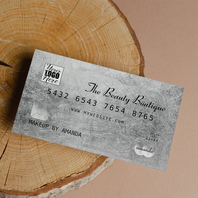 Chic Elegant Black Silver Luxury Credit Card Logo Visitenkarte (Chic Elegant Black Silver Luxury Credit Card Logo)