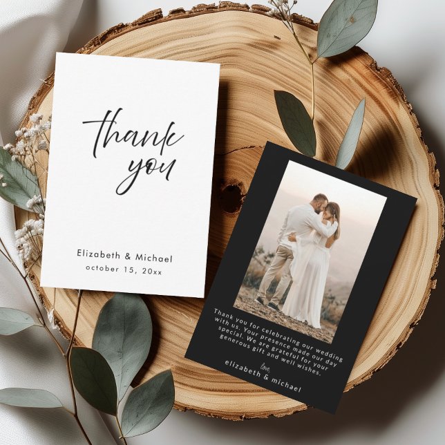 Chic Elegant Black Tie Wedding Thank You Card Einladung (Von Creator hochgeladen)