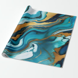 Chic Elegant-blaue goldfarbene Imitate Marmor Geschenkpapier